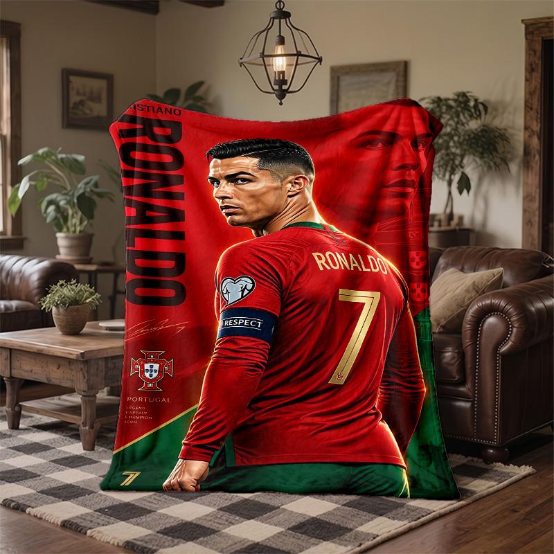 Cristiano Ronaldo Motiv Fleece-Decke Gemütliche Weiche Plüschdecke Für Schlafzimmer Couch Reise
