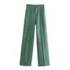 Fashion Women's Pants Office Lady Solid Straight Casual Pants Vintage High Waist Zipper Trousers