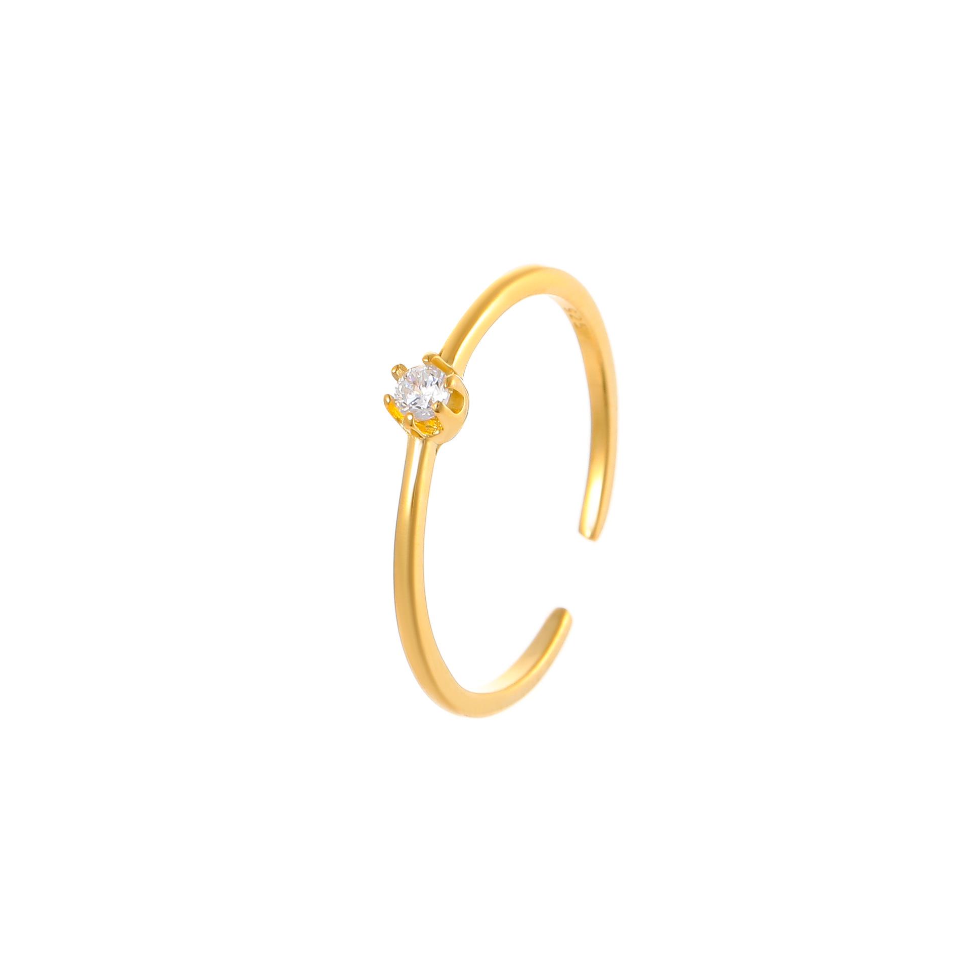 18K Gold S925 Sterling Silver Adjustable Diamond Ring for Women - Niche Design Adjustable