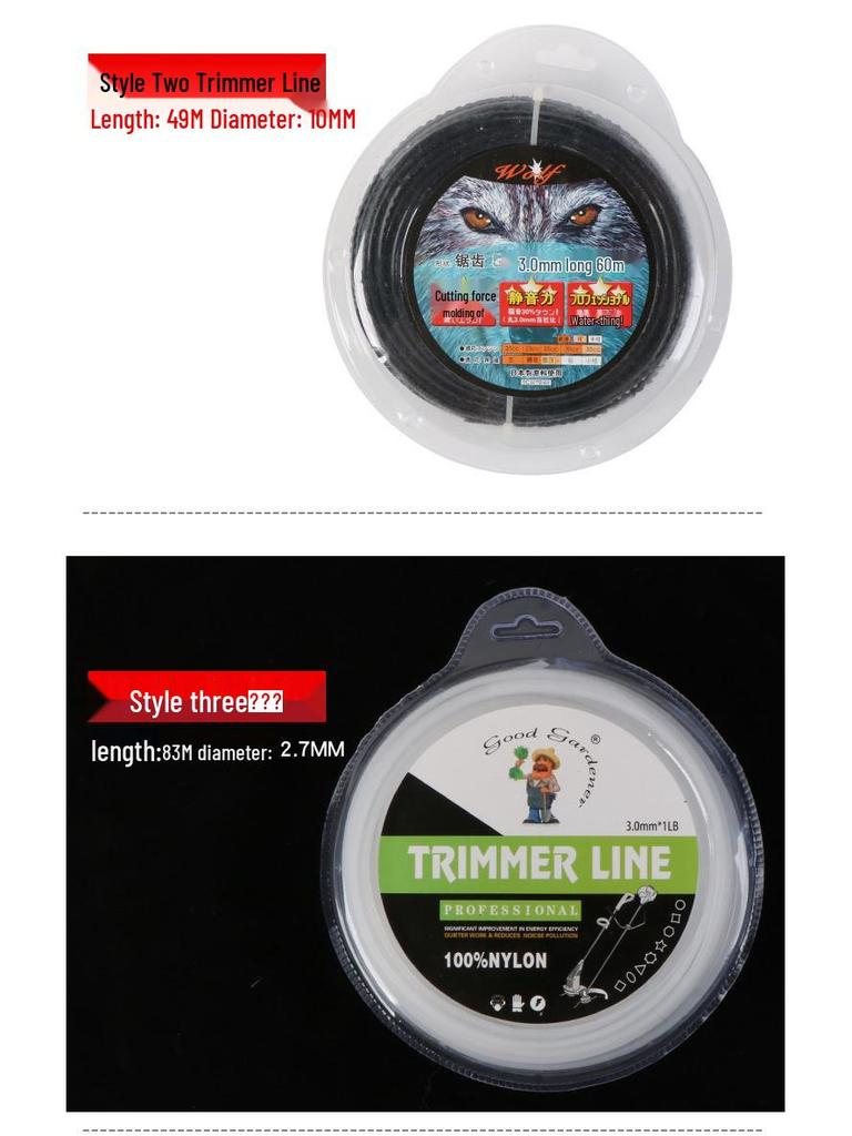 Garden Lawn Mower Accessories: Brush Cutter, Trimmer Lines, and Trimmer Heads.