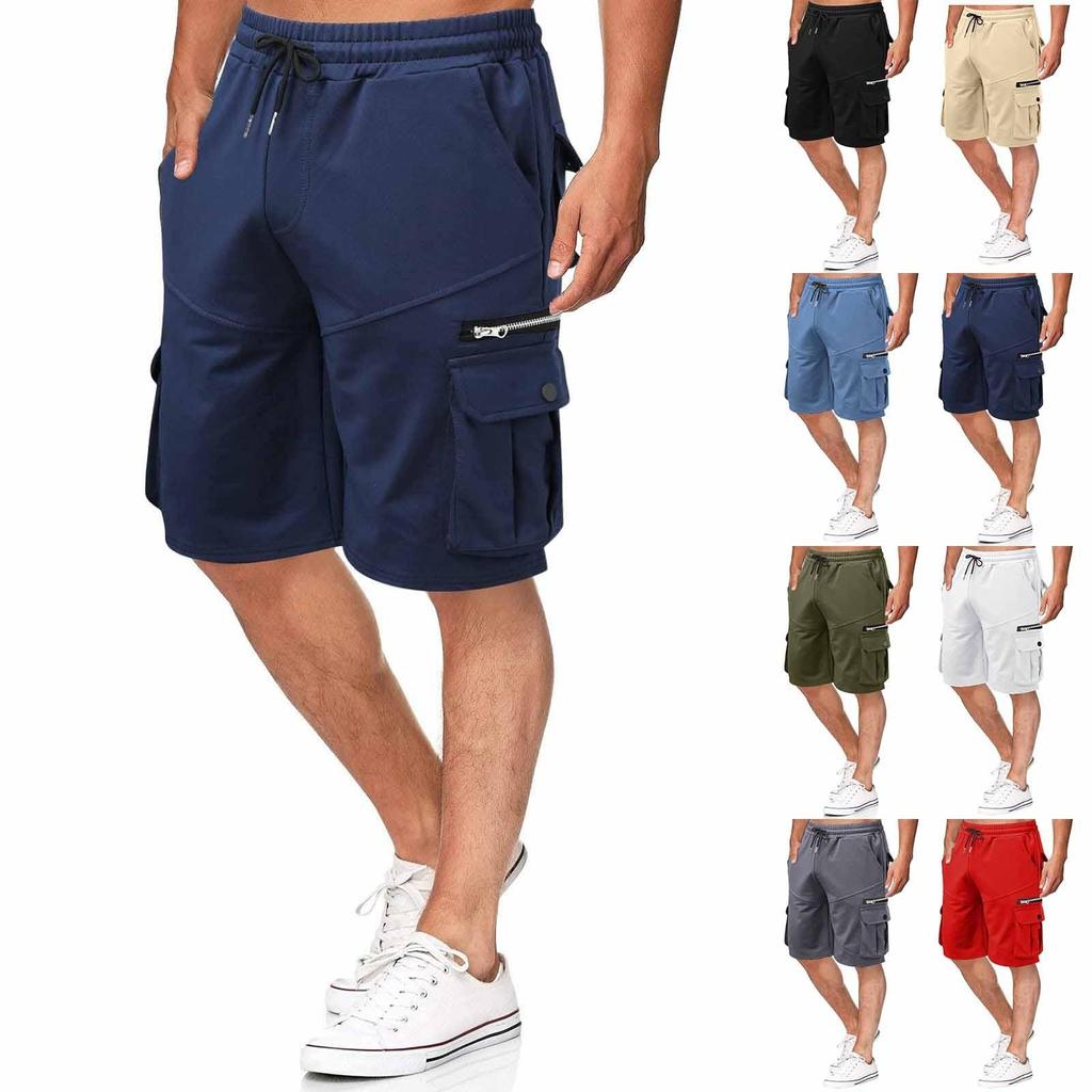 Pantaloncini da lavoro estivi da uomo Pantaloni larghi casual a cinque punti Pantaloncini da jogging da uomo con cerniera multitasche