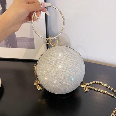 Circular Ring Portable Evening Bags Metal Sliver Round Ball Handbags for Lipstick Elegant Luxury Clutch Purse Wedding Wallets