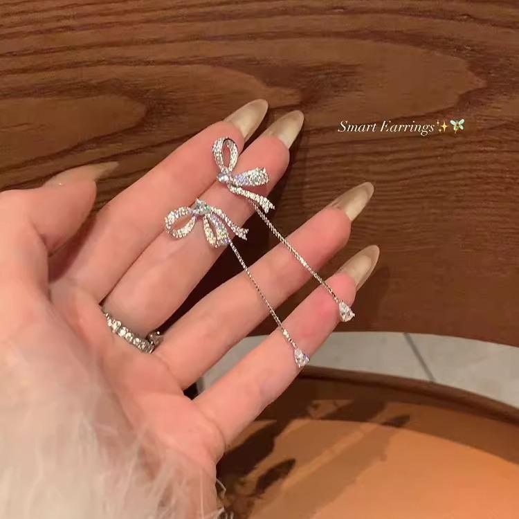 Boucles d'oreilles à pampilles en perles coréennes - Argent S925, polyvalentes et tendance