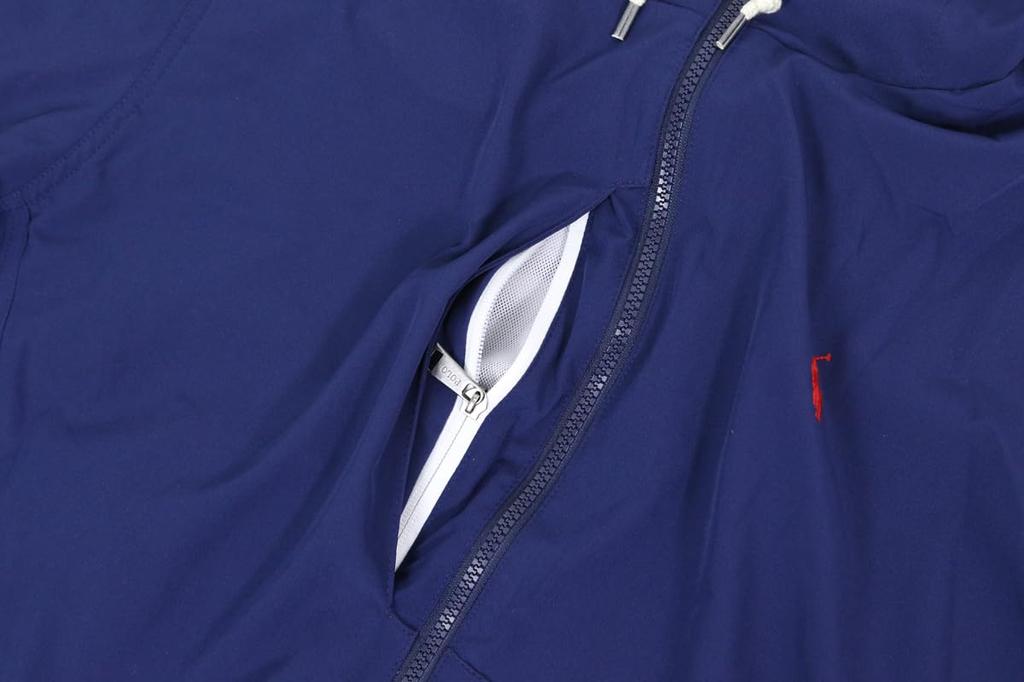 POLO RALPH LAUREN Men’s Performance Stretch Zip-Up Windbreaker Jacket, Navy, Size L, Lightweight Active Outerwear (01010007)