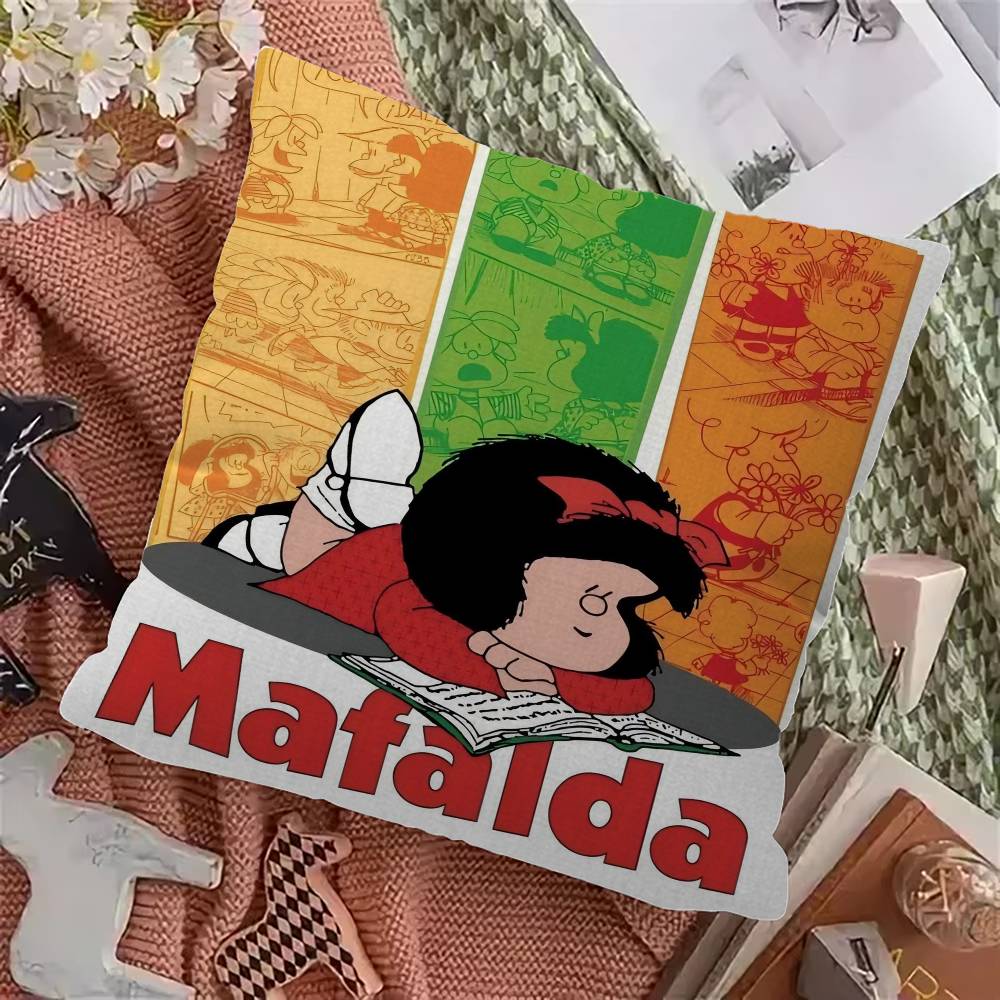 Cute Cartoon Mafalda Vintage Cushion Cover Polyester Sofa Cushions Decorative Throw Pillows Home Decoration Pillowcover