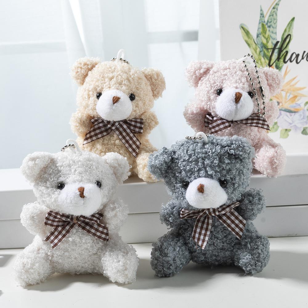 Niedliche Cartoon Mini-Fliege Teddybär Kurzes Plüschtier Tasche Auto Schlüsselanhänger Anhänger Puppe