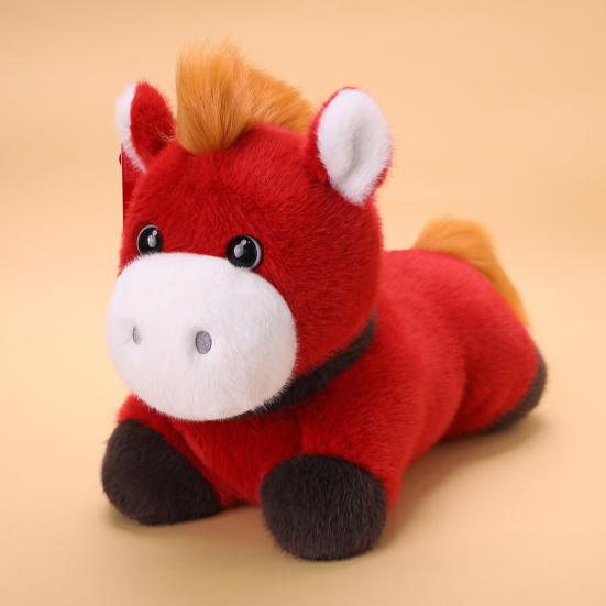 2026 Year of The Horse Plush Toy Red Zodiac Stuffed Animal with PP Cotton Filling Chinese New Year Gift for Office Home Decor