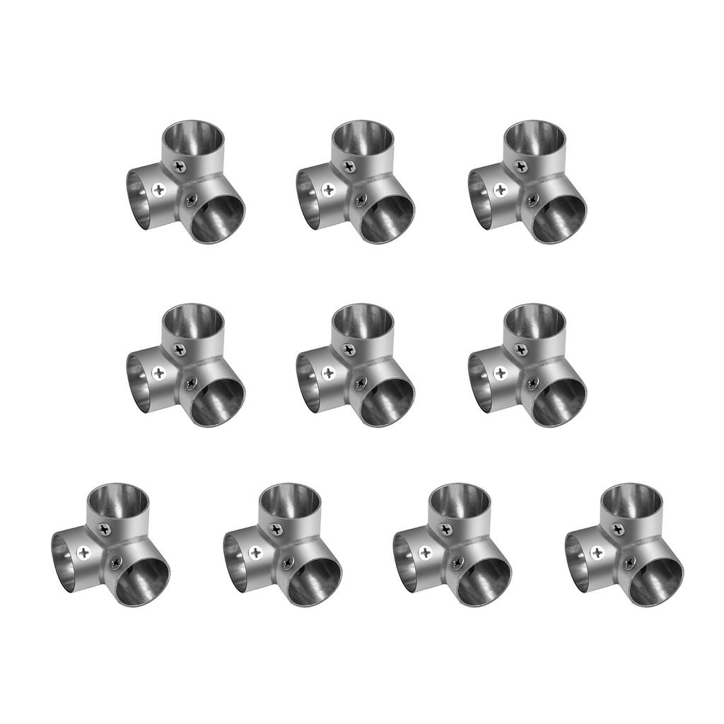 Set of 10 Stainless Steel Pipe Clamps Handrail T Joint Accessories Heavy Duty Stainless Steel T Fittings for Tubing