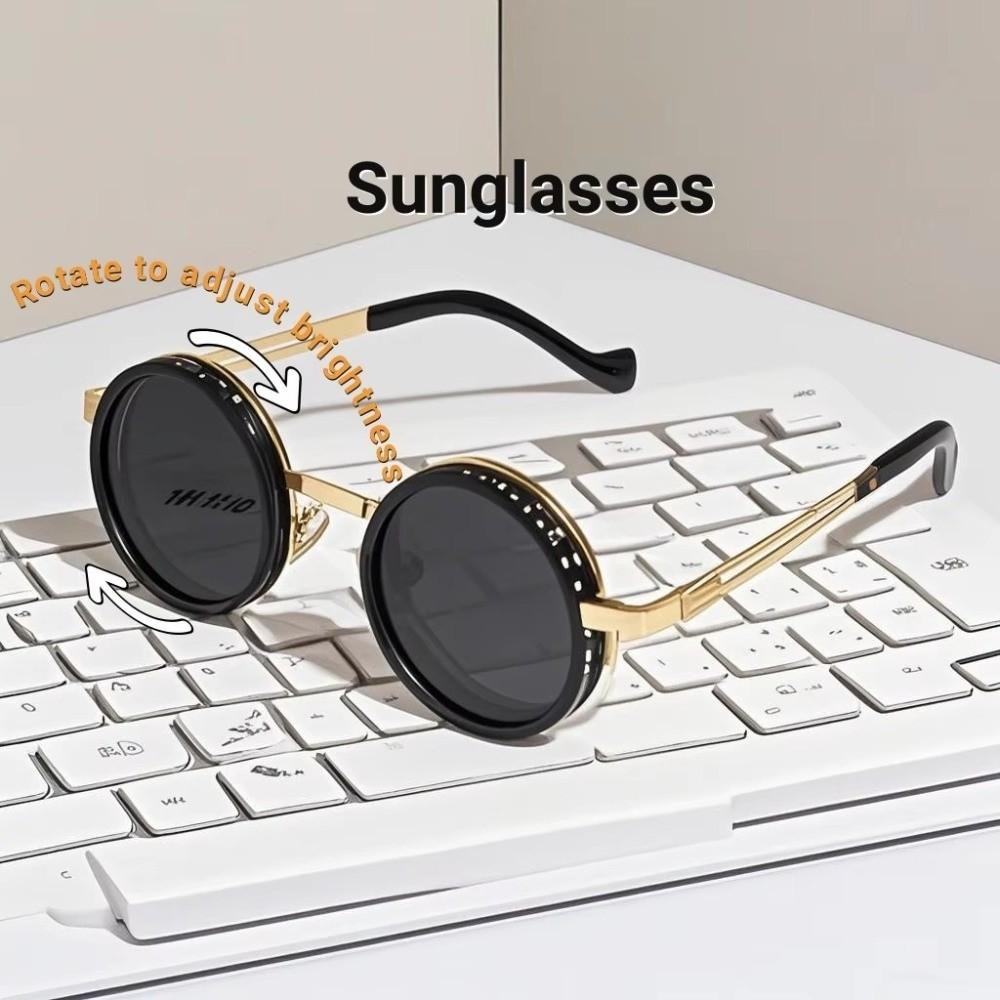 Round Adjustable Sunglasses with Glasse Case Outdoor Eyewear Fishing Sunglasses Outdoor Activities