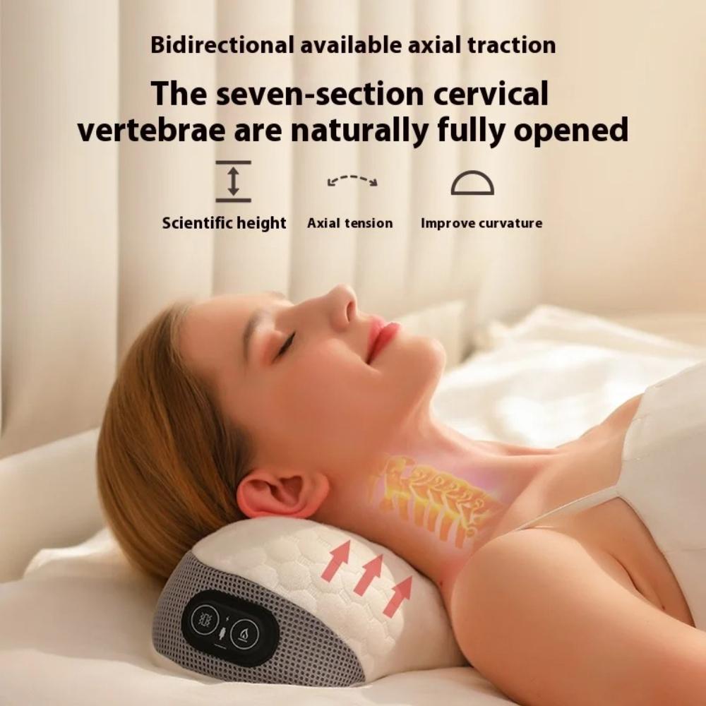 Heating Vibration Type Cervical Spine Massage Pillow Memory Foam Breathable Cotton Waist Traction Stretch Massager Waist Cushion
