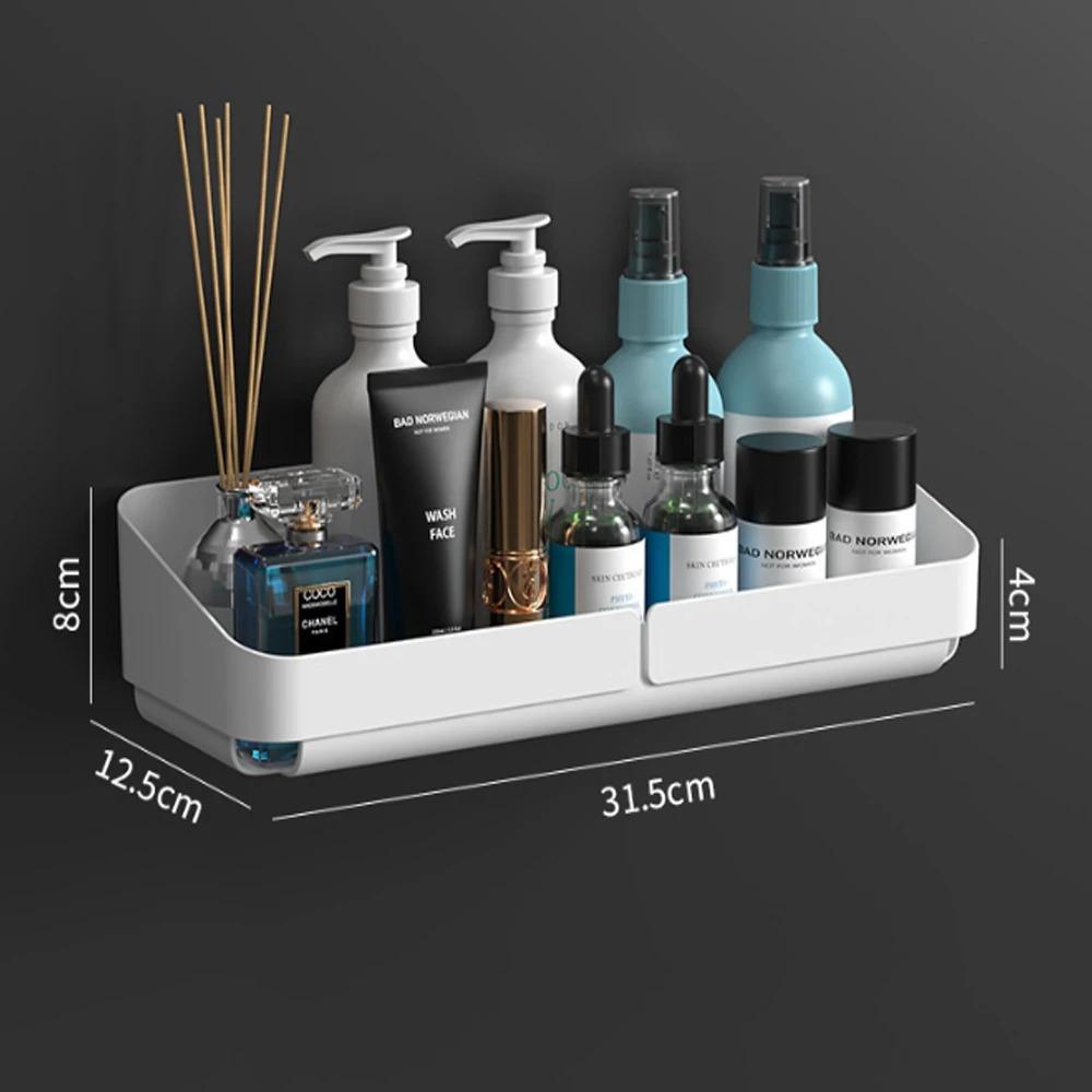 Bathroom  Kitchen Convenience Rack Shelf Makeup Storage Organizer Cosmetics Shampoo Rack Shower Shelf Wall Spice No Drilling