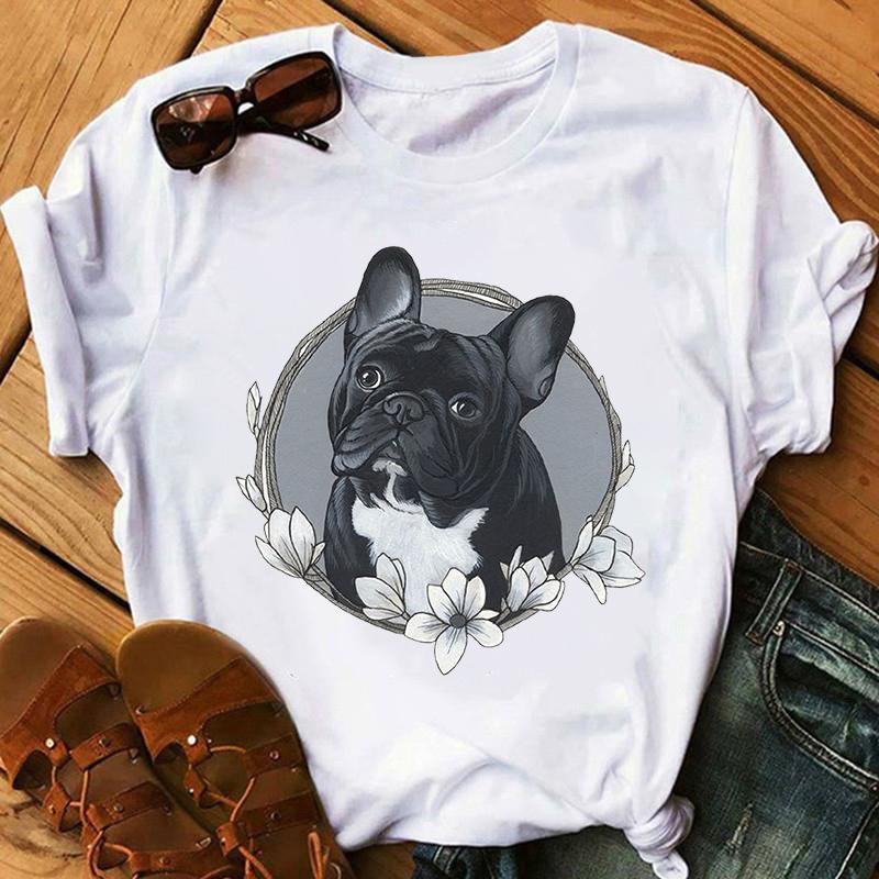 Kawaii French Bulldog T Shirt Women Dog Lover Top Tees Femme Summer Top Female Aesthetic Clothes Graphic Tshirt Camisetas Mujer