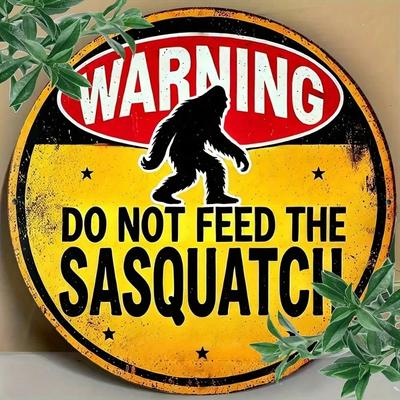 Vintage Do Not Feed The Sasquatch Metal Tin Wall Sign Retro Kitchen Home Office Decor