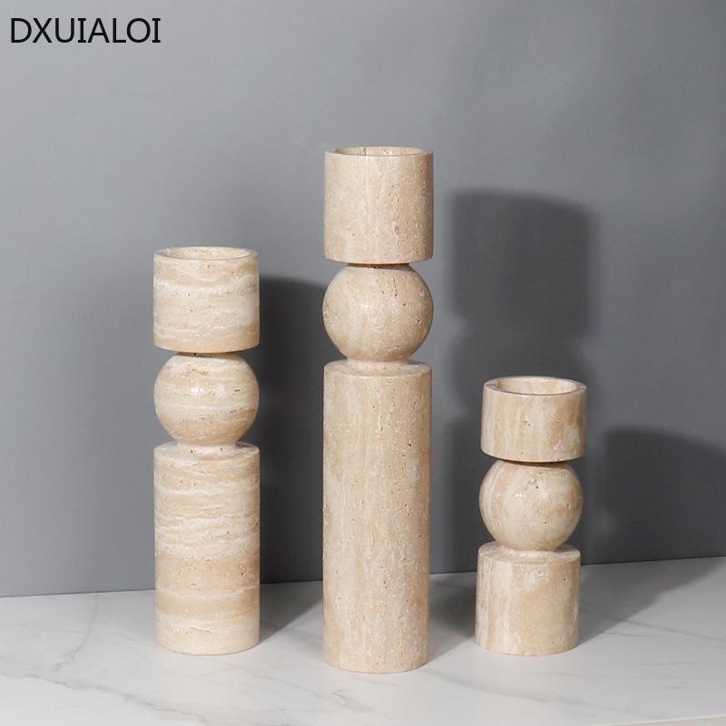 Home Decor Marble Candlestick TV Cabinet Desktop  Ornaments Candle Holder Wedding Decoration  Candle Holders Decor for Table