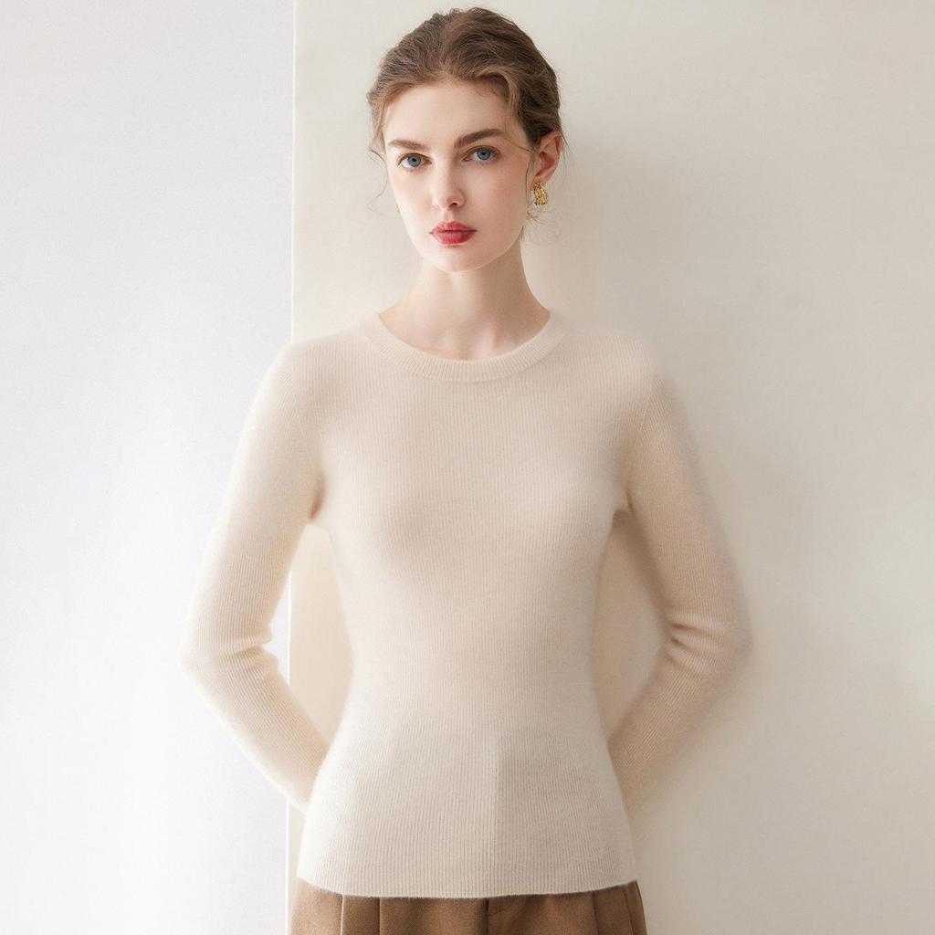 2026 Le Ka Sha Women's 100% Pure Cashmere Round Neck Base Layer Top - Slim Fit Autumn/Winter Sweater