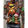 Men's Halloween Pattern Printed T-shirt Sports Short Sleeved Crew Neck T-shirt for Summer Outdoor Fitness Workout Men's Clothing
