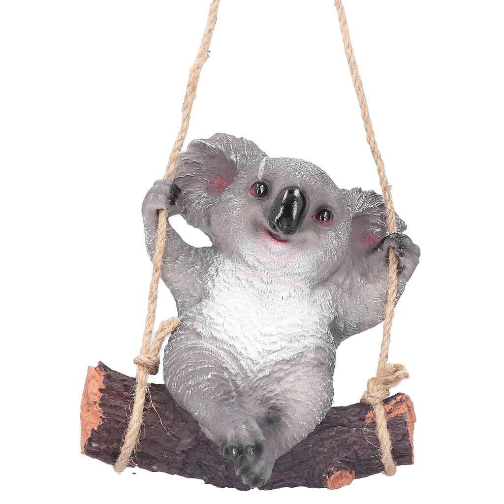 Pryskyřičná houpající se koala zvířecí model figurka socha závěsná ozdoba venkovní dekorace na dvůr