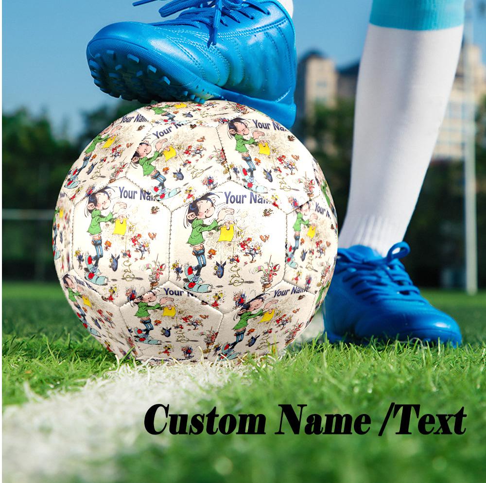 Custom Text Size 5 Soccer Ball, Standard Match Football For OutdoorGaston Lagaffe