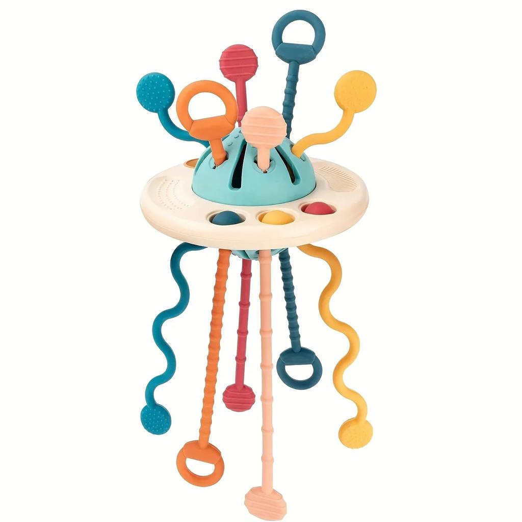 Baby Toys Montessori Silicone Toy Travel Pull String Toy Developing Fine Motor Skill Multi-Sensory Activity Toy Gift