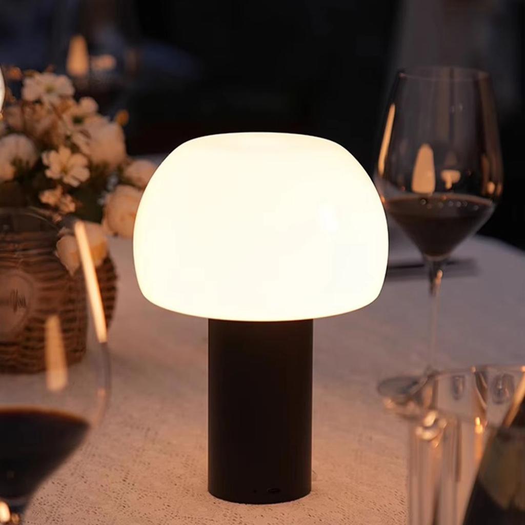 New Mushroom Lamp LED Charging Table Lamp 3-colors Dimming Desk Lamp Mushroom Night Light for Bar Restaurant Bedroom Decoration