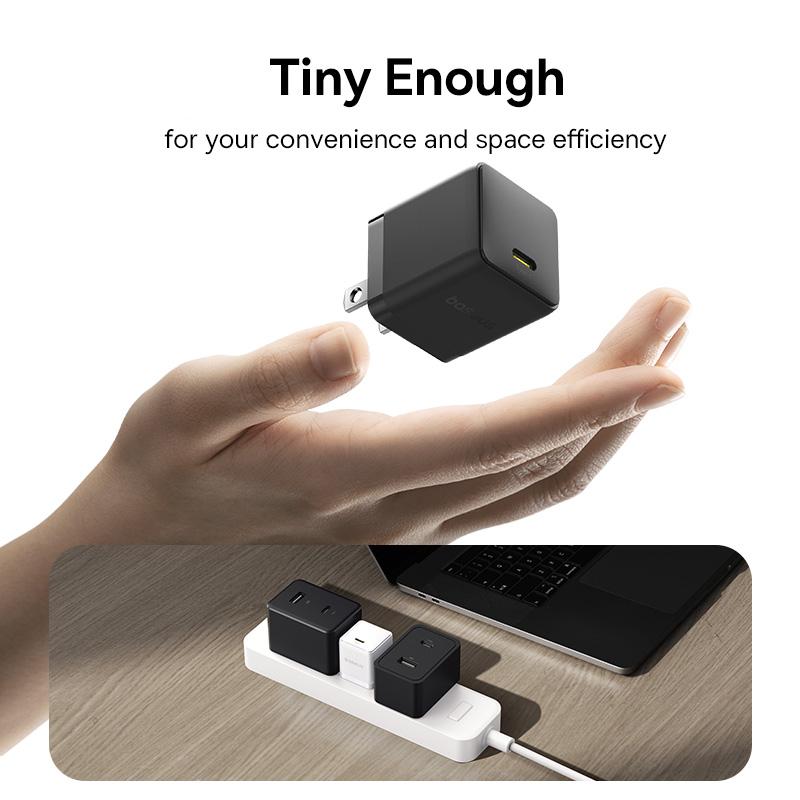 BASEUS Palm Fast Charger 30W Type-C Single Port US Plug Wall Charging Adapter with 60W Type-C Cable
