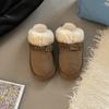 Niche Design Sense Tassel Baotou Drag Women Autumn and Winter Retro Plush Versatile Home Suede One-pedal Cotton Slippers
