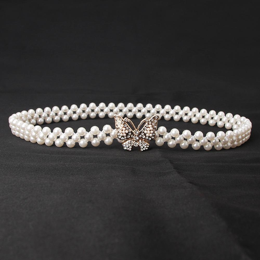 

Ремешок на талию с пряжкой-бабочкой, жемчугом и стразами, изысканный пояс для талии, женский