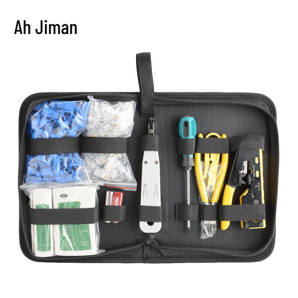 Ajiman Category 7 Multifunctional Network Tool Kit: Crystal Head, Swallowtail Clip, Wire Stripping, Crimping Tools.