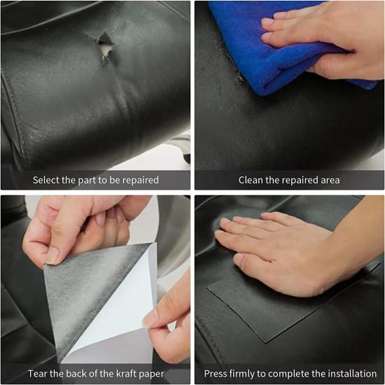 Self-Adhesive Furniture Shoes First Aid Patch Leather Patch DIY Black Self-Adhesive Leather Repair Tape for Sofa 50x137cm