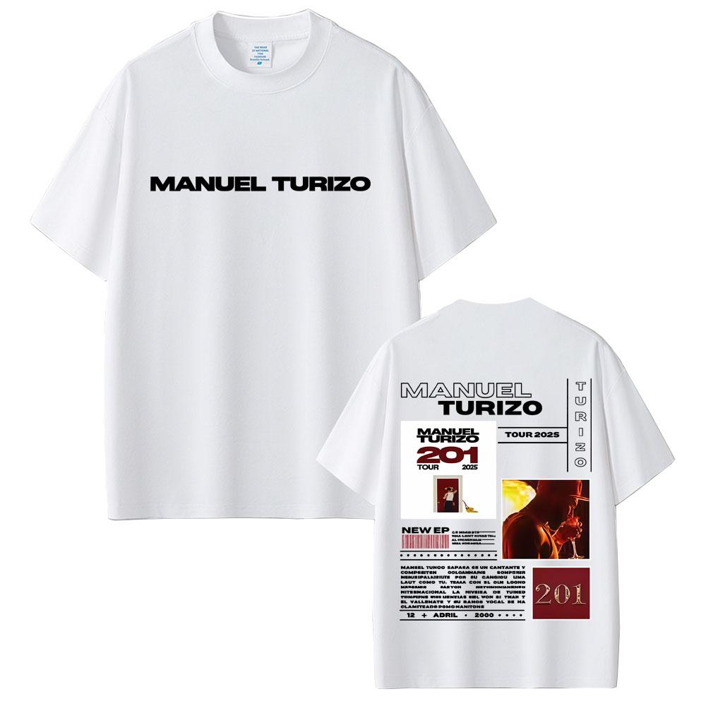2025 Summer Rapper Manuel Turizo 201 Tour 2025 Men Women Hip Hop Fashion Pop Music Tshirts 100 Pure Cotton Printed Tshirt