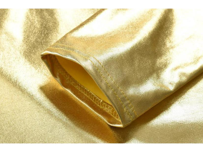 Men's V-neck Shiny Long Sleeve Solid Color T-shirt