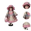 15.75'' Porcelain Doll Ceramic Beautiful with Hat and Hair Decorative for Ornament