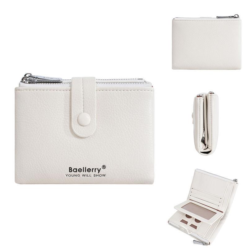 Baellerry Women Fashion Short Wallets Casual Tri-fold Coin Purse Double Zipper Card Holder Purses GZW