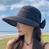 Chic Korean Style Breathable Straw Sun Hat with Bowknot - Women's Foldable Design