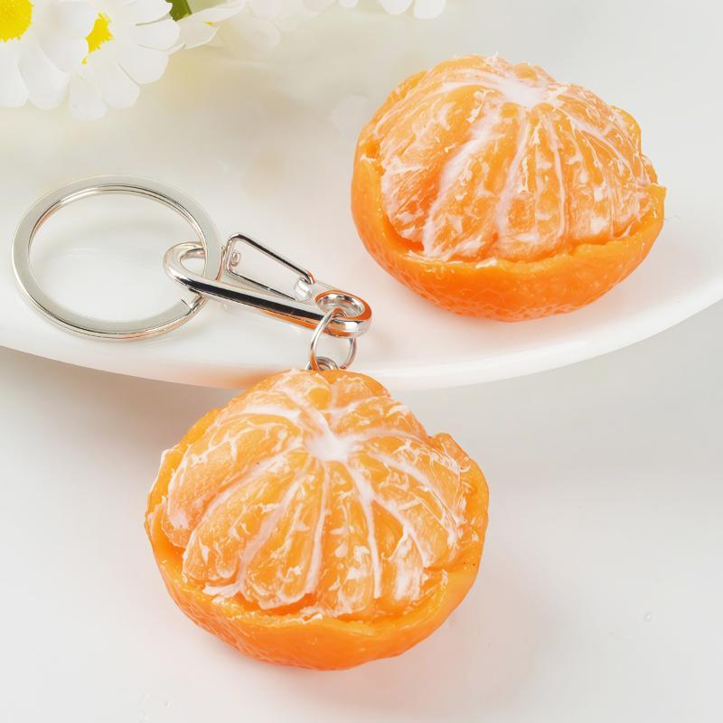 Simulated Peeled Tangerine Keychain Lifelike Design Sturdy Metal Clasp Bag Decor Key Holder Cute Gift For Fruit Lovers