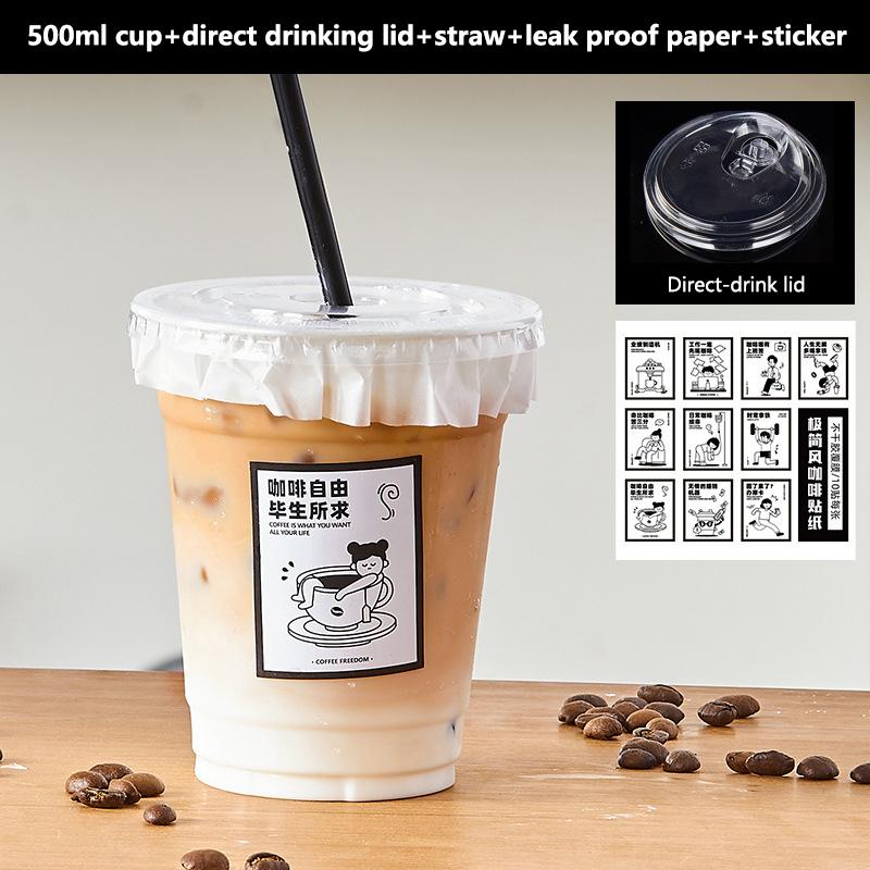 10Pcs Clear Plastic Cup With Strawless Lids Disposable Cups For Iced Coffee Or Juice Party Smoothie Milkshake Cold Drinks