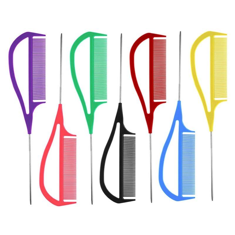 Metal Pin Tail Comb Hairdressers Barbers Rat Tail Comb for Styling Teasing Wide Tooth Pick Stylist Braiding Combs