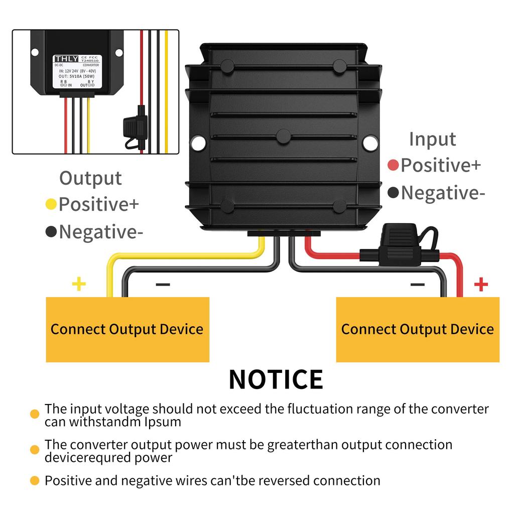 to 50W High IP67 with Fuse 12V to 5V Converter for and LED Devices DC-DC Converter, Step-Down, 8-40V 5V, 10A, DC/DC Converter, 5V, Current,