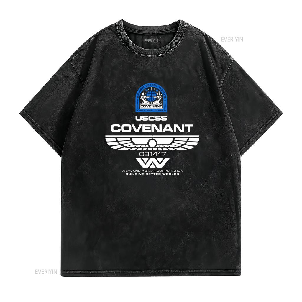 Alien Covenant Crew Member Mens T Shirt vintage Washed Comfortable homme designer clothes Slightly streetwear Versatile fashion