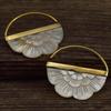 2 Exquisite Carved Flower Pendant Earrings, Ladies' Retro Style Holiday Party Accessories Jewelry