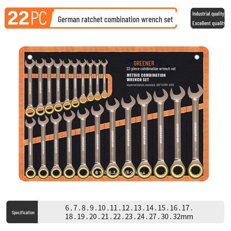 Conjunto de chaves catraca dupla finalidade Green Forest – nível industrial, duas vias, abertura pequena.