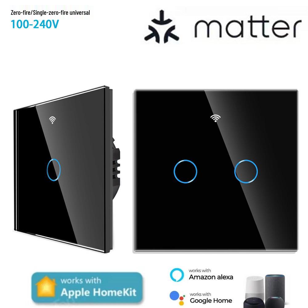 Matter European Standard Smart WiFi Touch Switch (Live/Neutral or Single Live Wire) with Alexa & HomeKit Compatibility.