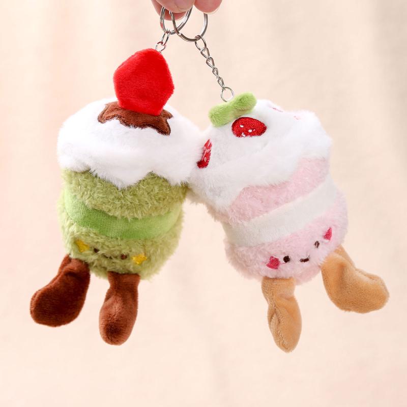 Creative Cartoon Cake Plush Keychain Cute Cartoon Dessert Plush Toy Keychain Backpack Decoration Car Pendant Accessories Gifts