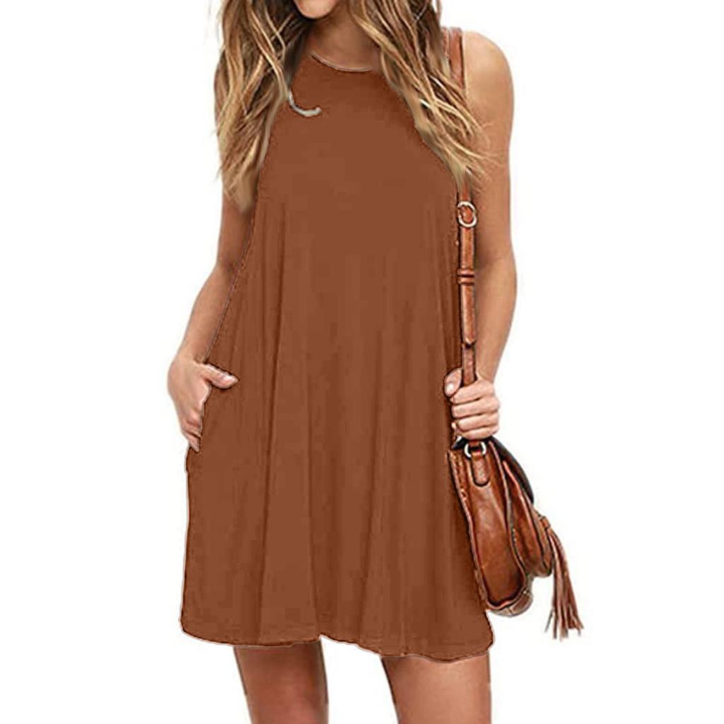 Women's Plus Size Summer Irregular Hem Casual Swing  Tee Tank Dress