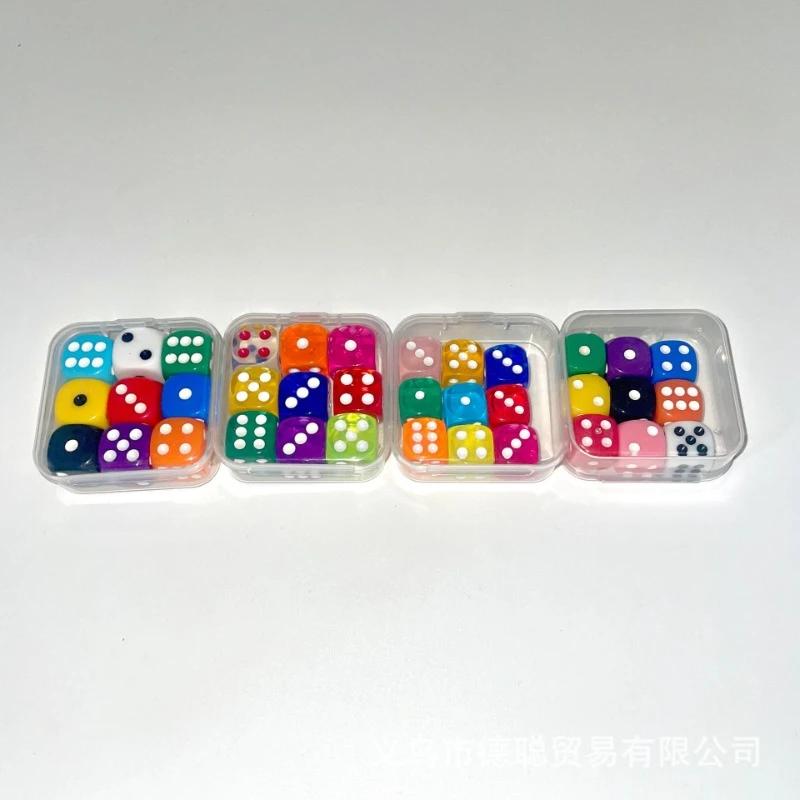9/10 pezzi/scatola 16mm Colore Solido Colore Trasparente Dadi da Gioco Gioco da Tavolo Dadi Numerati Forma Quadrata Dadi a Punti Multicolore