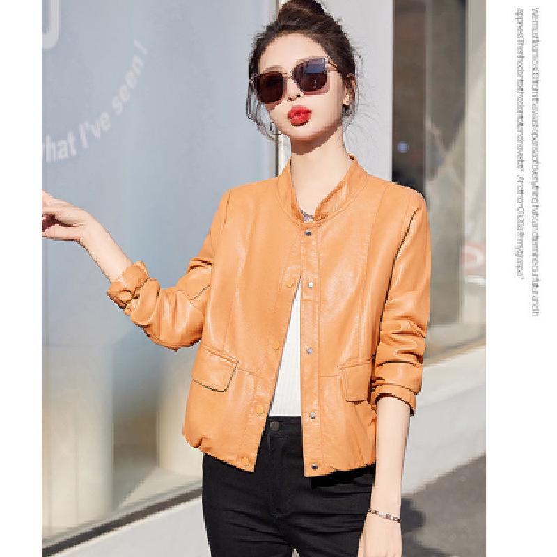 Modna damska kurtka ze skóry PU - z kapturem, ocieplana polarem, dopasowana, krótki styl Petite na wiosnę i jesień 2025