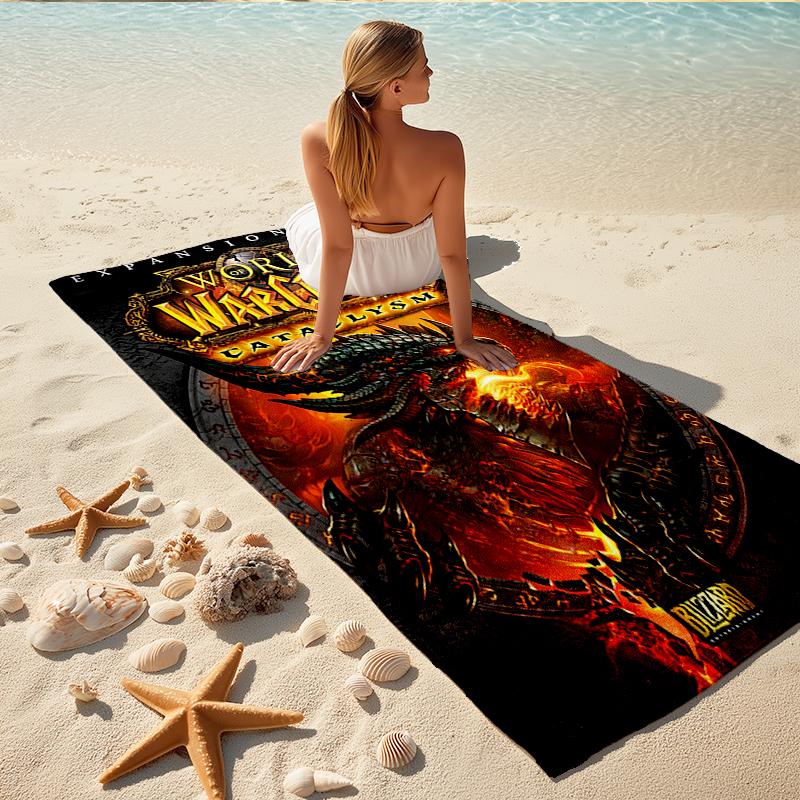 1Pc World Warcraft Cataclysm Expansion Beach Towel, Quick Dry, Multi-Use for Beach Pool Gym Yoga Home Travel, Christmas, Halloween, Xmas Gift