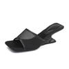 Summer new high-heeled cool slippers girl 2025 wear high-end fairy wind breathable word with mesh sandals woman