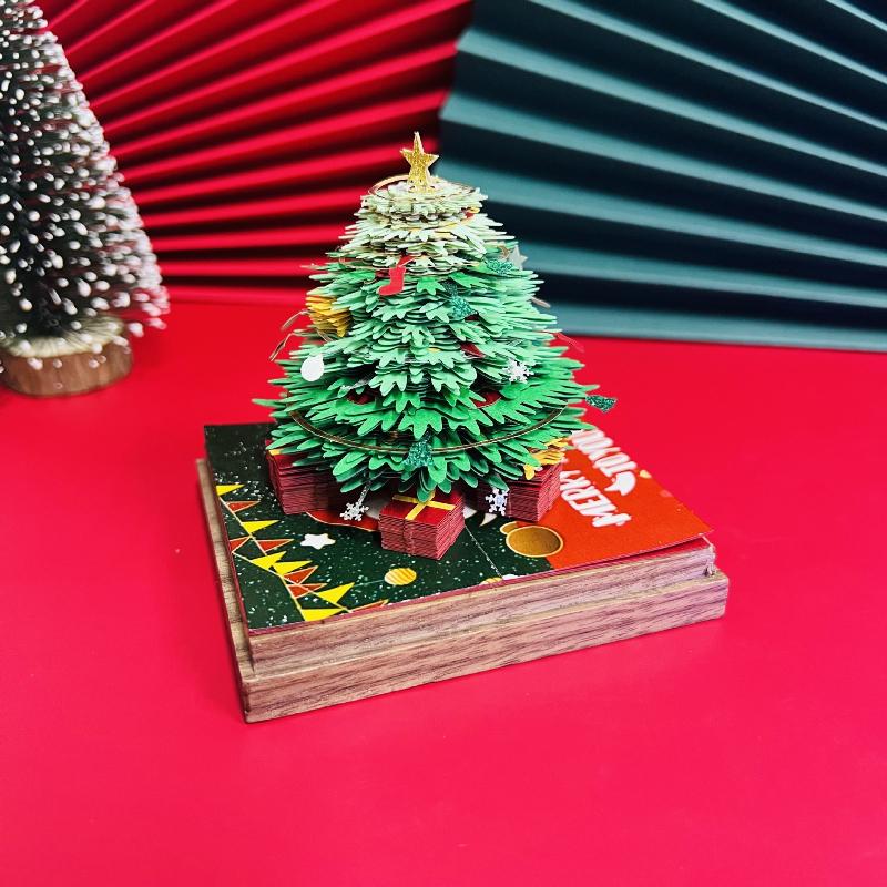 3D Christmas Tree Memo Calendar 2026 - Elegant Desktop Decoration Gift 3D Paper Desk Advent Calendar Home New Year Holiday Decor
