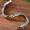 2026 Jewelry Men's Personality Domineering Six-character Mantra Peace Pattern Transfer Silver Bracelet Retro Chain